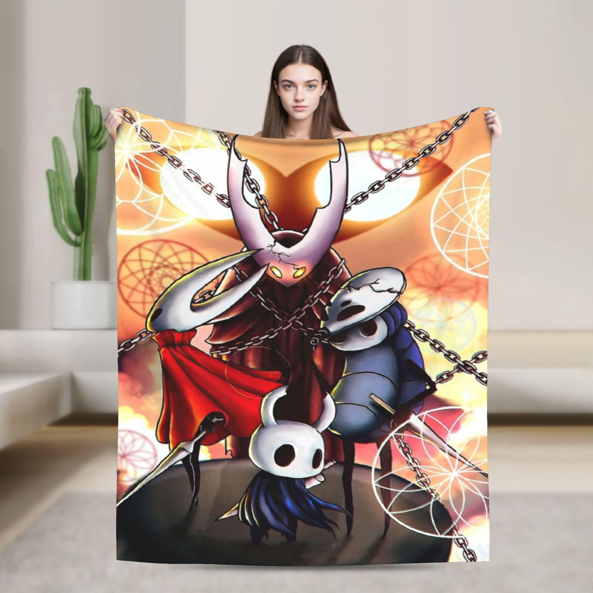 Плед Hollow Knight Silksong Фланелевый Всесезонный Многофункциональный Мягкий Плед для Постельного Белья Автомобиля Плюшевое Тонкое Одеяло 75x90cm
