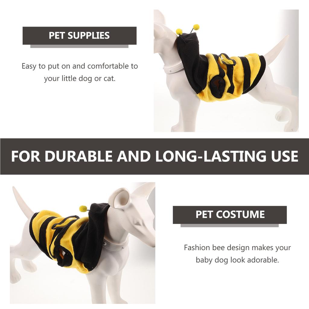 Pet Dress-Up Costume Bee Cosplay Clothes Yellow Black Size L Dog One-Piece Outfit Comfortable for Walking Jogging Small Dogs