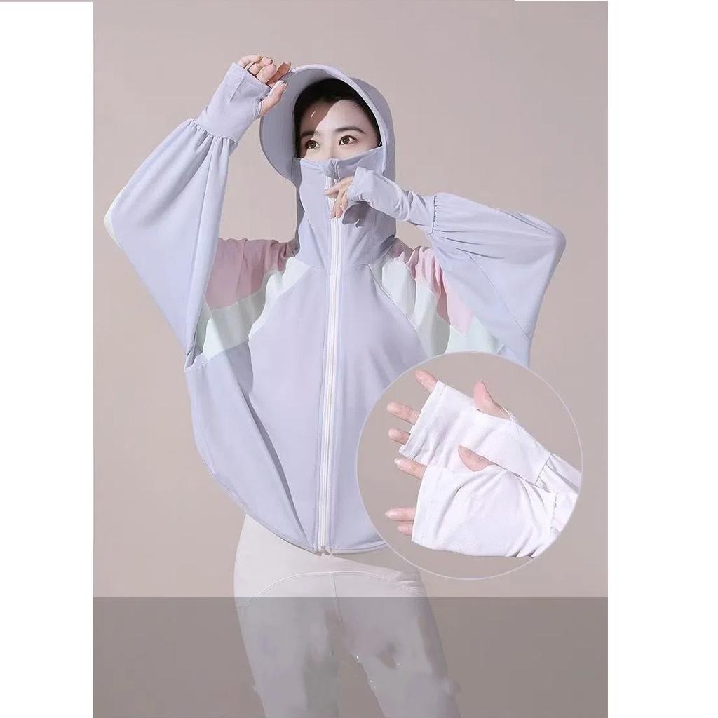 Sun Protection Hooded Summer Clothes for Women, Lightweight Ice Silk Jacket, UV Resistant Breathable Long Sleeved Sun Protection Clothes for Women