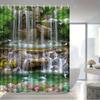 Waterfall Swan Lotus Shower Curtain Nature Landscape Art Bathroom Decor Zen Garden Bath Curtains For Modern Home Interior