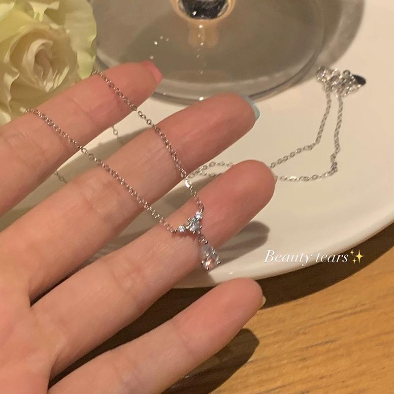 Beauty Tears Zircon Titanium Steel Necklace Women s Exquisite Premium Clavicle Chain Popular Accessories
