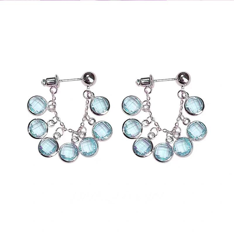 Suitable For Spring And Summer Flash Grape String Fringed Earrings, High-End Rear-Hanging Stud Earrings, Light Luxury And Beautiful Earrings, Women