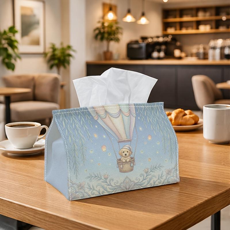1pc Whimsical Puppy Balloon Tissue Box - Soft Pastel Blue Dreamy Night Napkin Storage Box, Suitable for Rolls/Facial Tissues/Single Sheets, Multi-Func