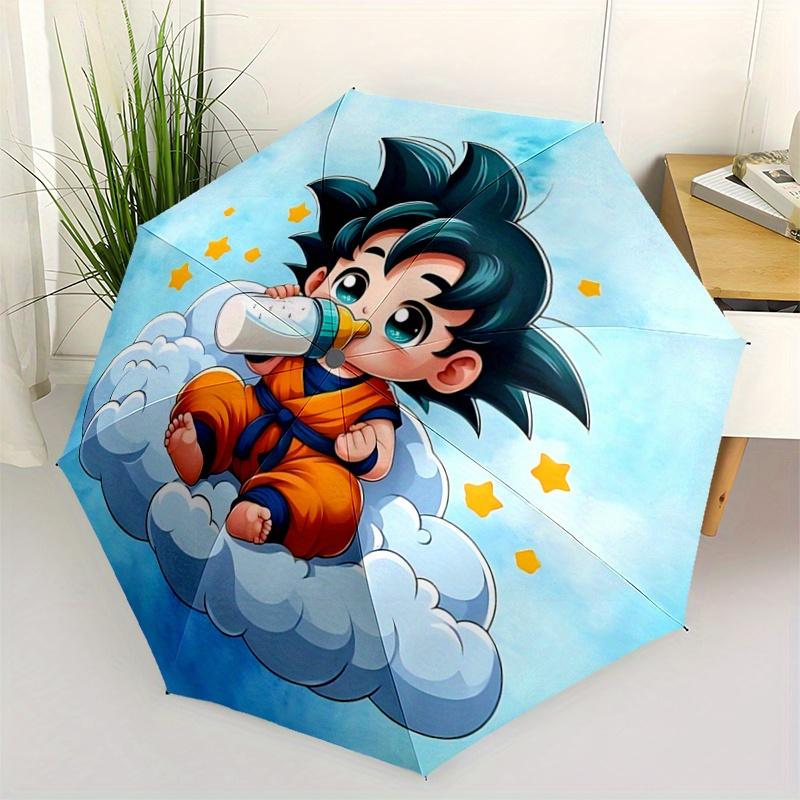 

1pc Adorable Son Goku Dragon Ball Automatic 3-Fold Umbrella Design, Cute Cartoon Pattern, Portable Outdoor Umbrella, Perfect, Holiday Gift f