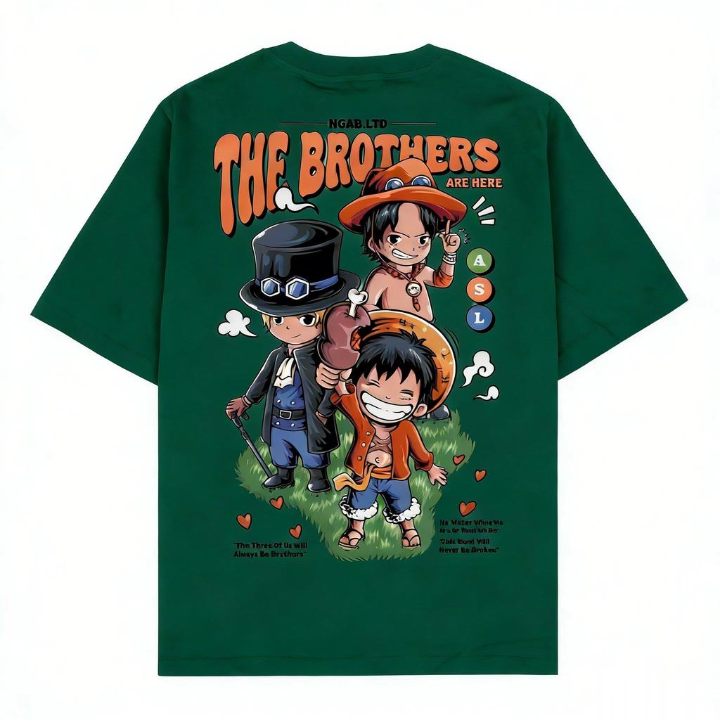 ONE PIECE Luffy Ace Sabo Brothers Unisex Pure Cotton Tshirt 2026 Summer Anime Print Round Neck Loose Family Short Sleeved Top