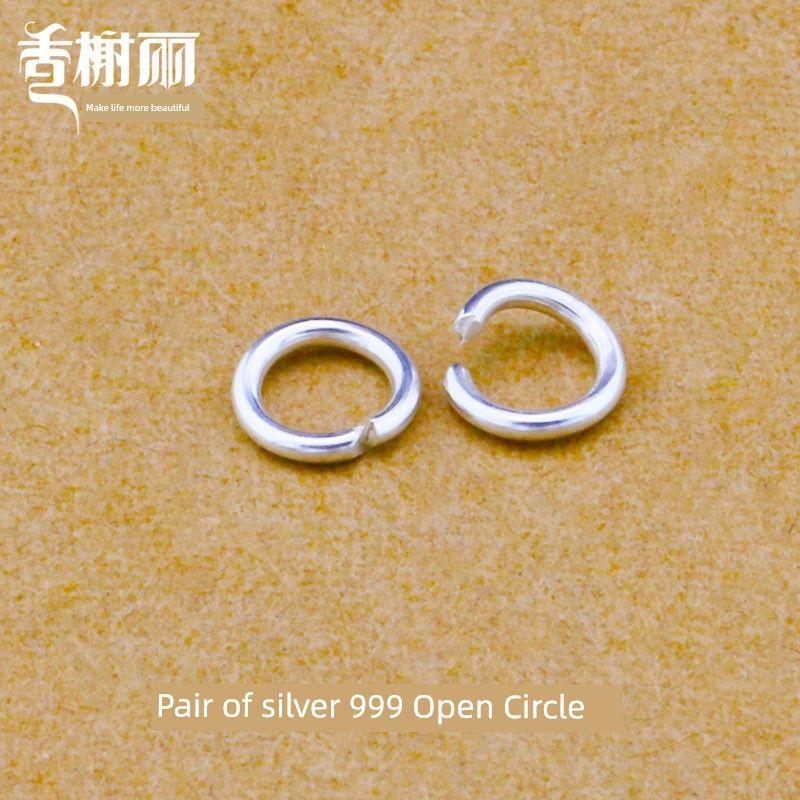 

Pure Silver S 9.99 Million Can Ear Hook DIY Handmade Sterling Silver Ear Hook Ornament Jewelry Stud Earrings Anti-Allergy Solid Silver Accessories Matching circle (a pair)