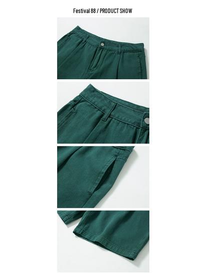 MYQ Retro Prané Pánské Džínové Šortky - Volné Ležérní Letní Středně Dlouhé Korejský Styl Trendy Pětiprvkové Kalhoty