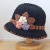 Knitted Hat Women'S Autumn And Winter Wool Hat Classic Winter Women'S Hat Flower Fleece-Lined Bucket Hat Mother Warm Winter Hat