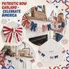 Patriotic Bow Garland - Memorial Day Decor - America 0th Anniversary Decoration - Fourth Of Home Party Supplies Independ