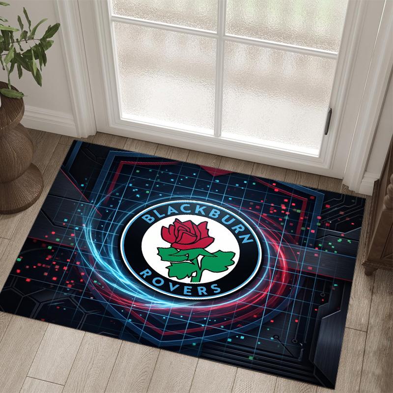 Blackburn Rovers Football Design Crystal Velvet Carpet Cozy Non?Slip Printed Rug For Bedroom Living Room Entrance