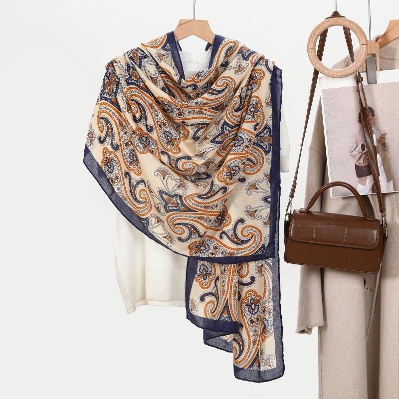 Women's Printed Scarf Spring and Autumn Two-color Cashew Large Size Scarf Summer Beach Shawl Wholesale