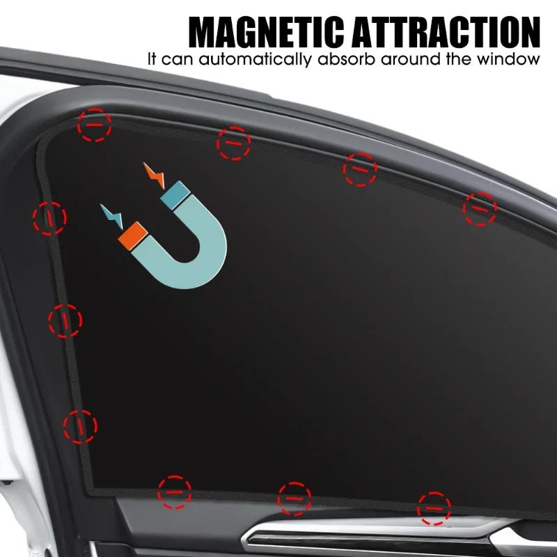 Car Magnetic Sun Shade Cover Side Window Sunshade UV Protection Black Curtain Mesh Full Blackout Film Insulation Cloth Covers