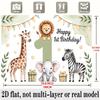 Party Backdrop Flat Banners Lion Elephant Giraffe Zebra First Celebrations Wedding Photo Booth Background Front Door Decor