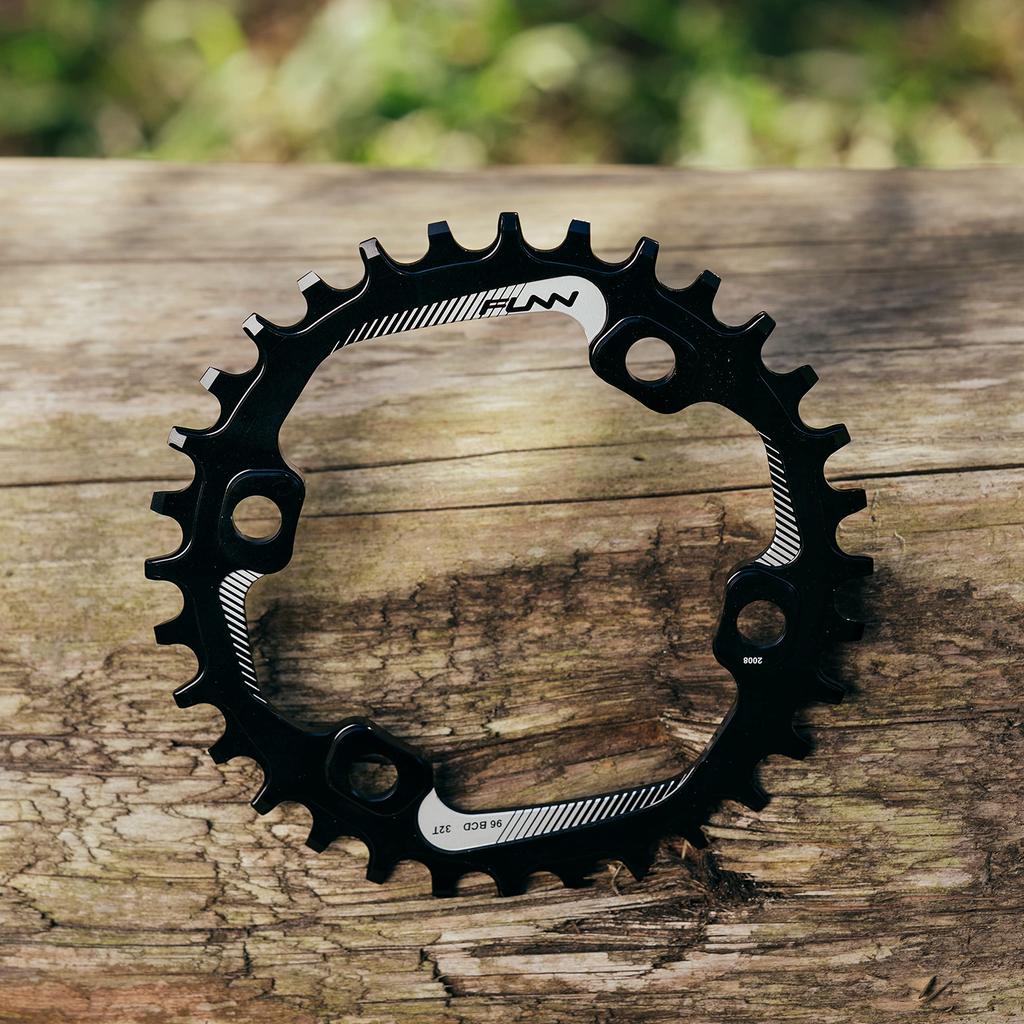 Funn Solo Narrow Wide Chainring, for Uneven Pitch 4-Arm, PCD (BCD) 96mm, for Front Single (30T, Black)