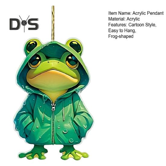2D-Frosch-Dekoration, flach, Acryl, Cartoon-Frosch-Anhänger, Auto-Innenraum, hängendes Ornament, Frosch-Charm für Rucksack, Schlüsselanhänger