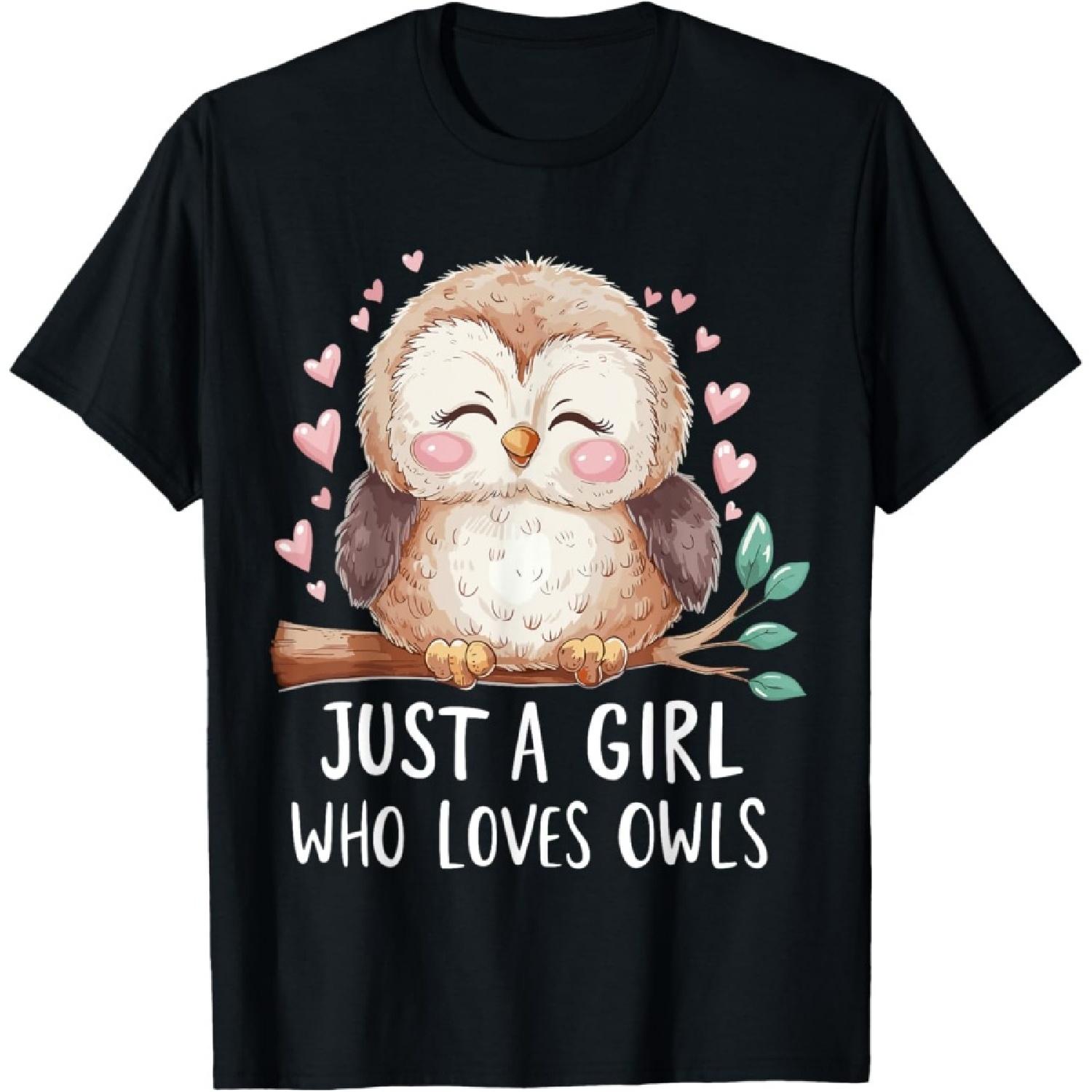 Just a Girl Who Loves Owls Cute Owl T-Shirt S