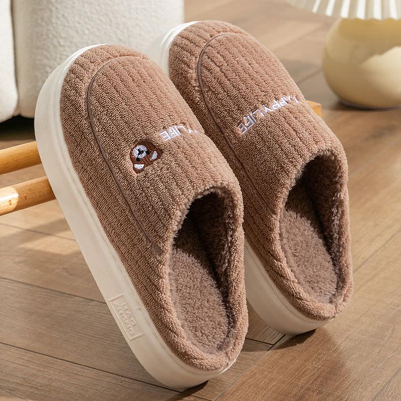 

Хлопковые тапочки для дома, женские теплые нескользящие тапочки, зимние домашние тапочки для отдыха, пушистая обувь, простые плюшевые тапочки для пар 36-37