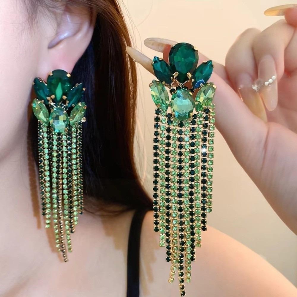Colorful Statement Dangle Earrings Exaggerated Chain Earrings Elegant Ear Accessory Dressy Outfits