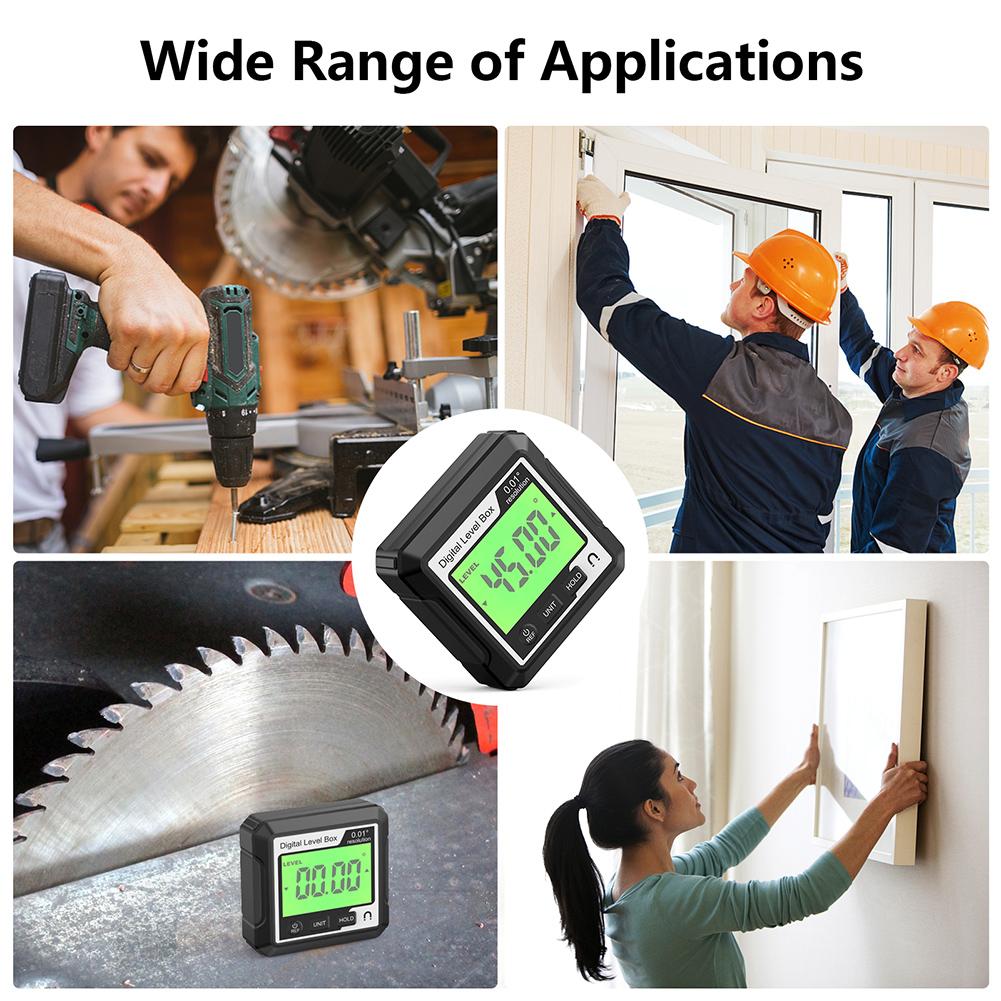 Digital Level Angle Gauge 360° LCD Electronic Protractor Mini Measuring Digital Inclinometer with Magnetic Base Bevel Protractor