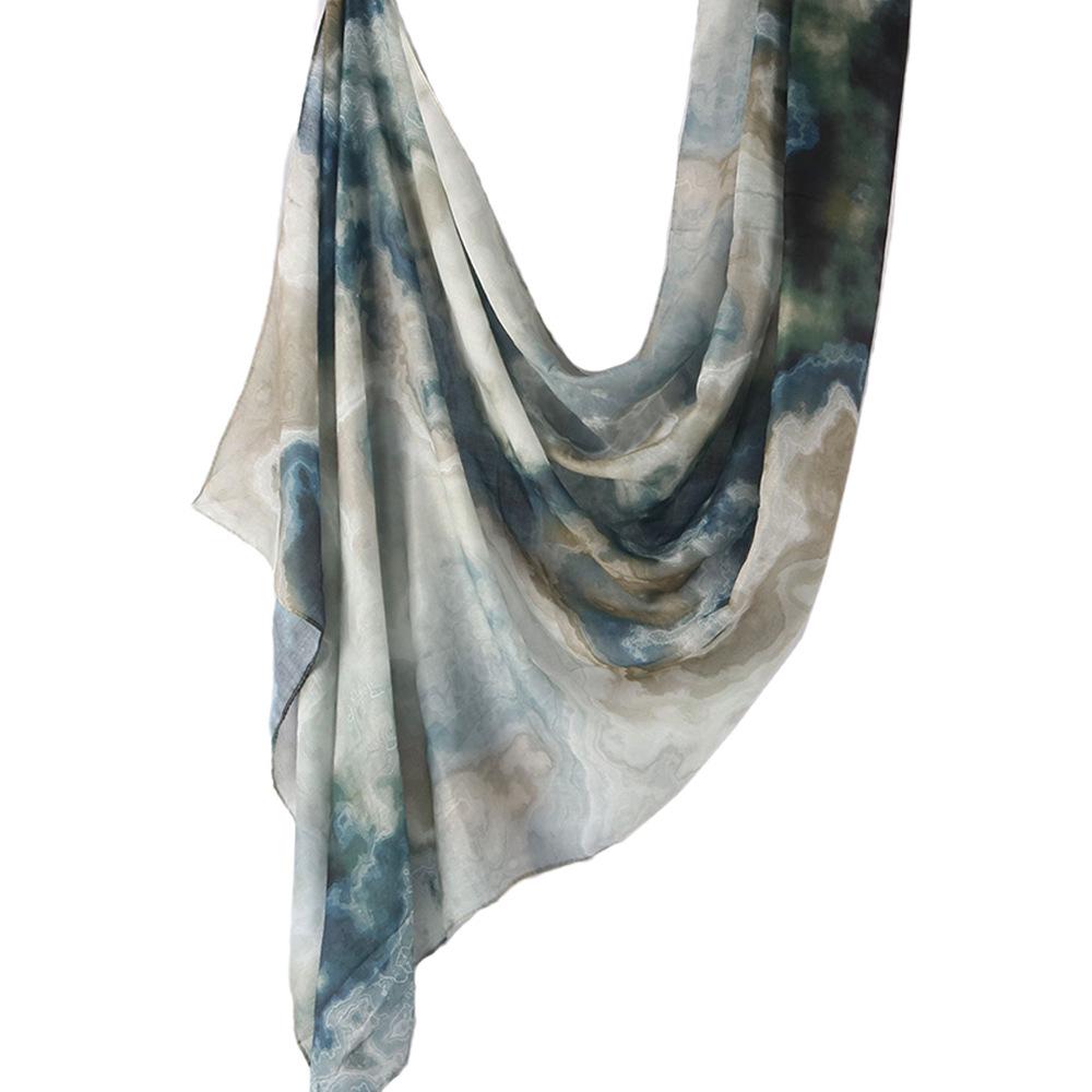 "Ethnic Watercolor Modal Cotton Shawl Satin Print Scarf for Women"