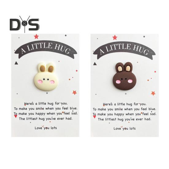Pocket Hug Rabbit Card Little Pocket Bunny Ornament with Positive Card Pocket Hug Token Inspirational Bunny Card for Family Friends Employee