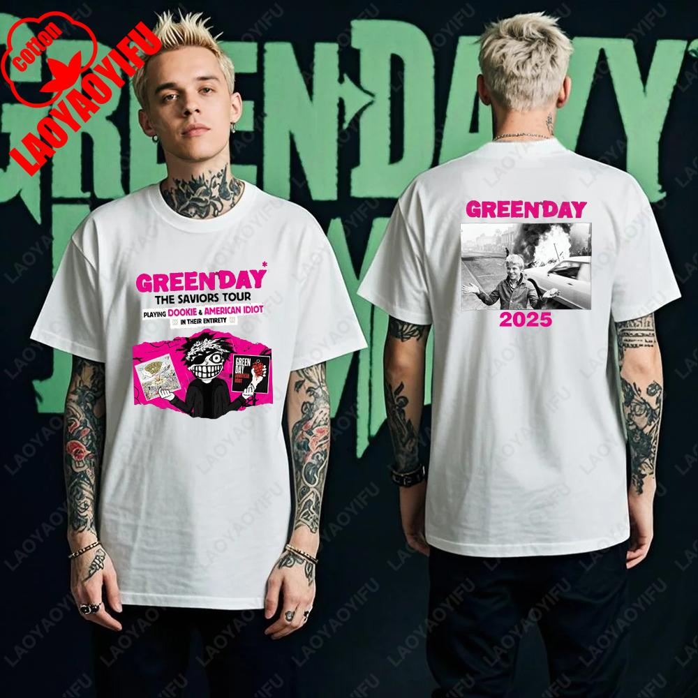 Green Day Tour 2025 Asia and Australia Tour Front and Back Graphic T Shirts Woman Man Fans High Quality Cotton Shortsleev S