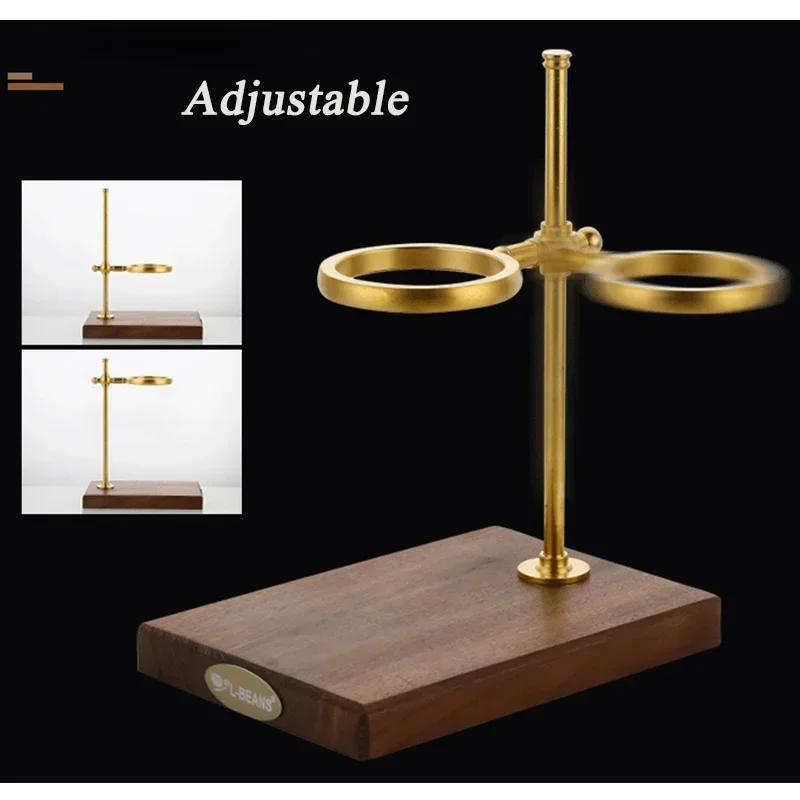 Coffee Station Accessories, Pour Over Coffee Stand(Adjustable, Brass Walnut Holder, Base), Glass Dripper Filter Cup, Pot