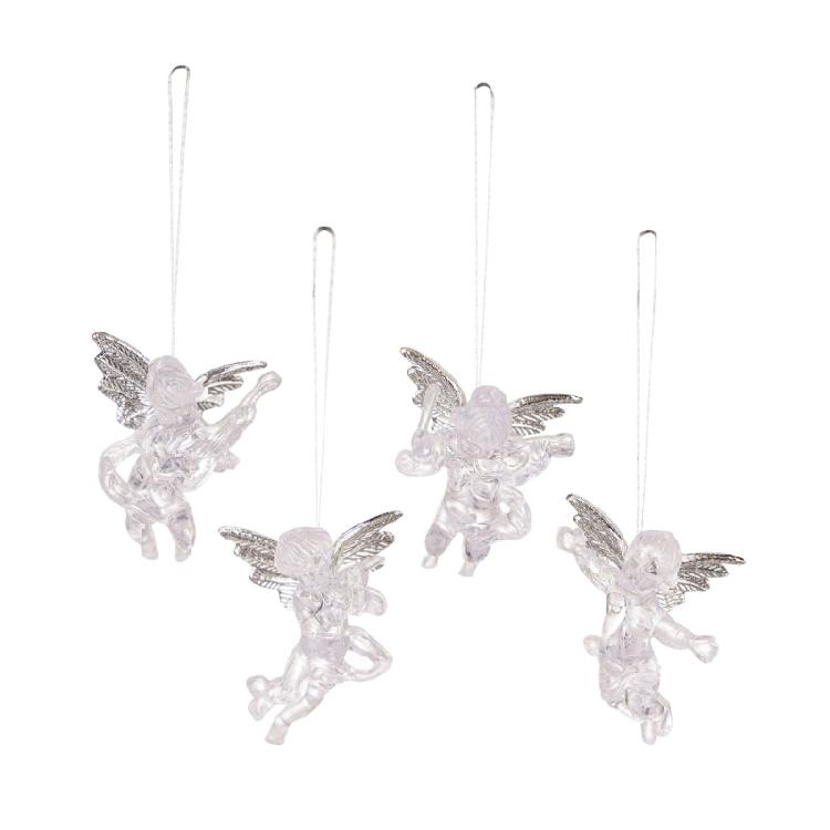 4pcs Christmas Angelic Decorations Acrylic Angelic Hanging Decorations for Festival Season Christmas Embellishment