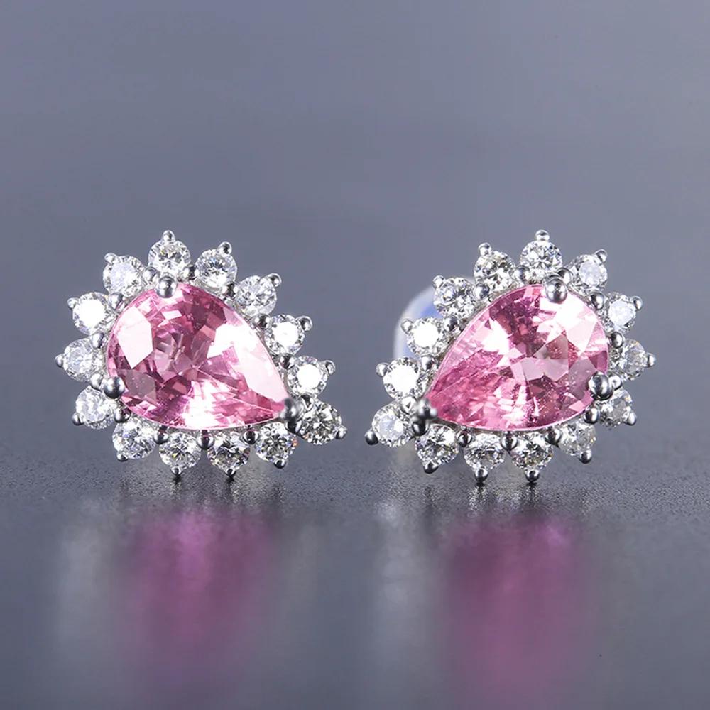 Exquisite Women'S Earrings Pink Zircon Romantic Wedding Accessories High End Anti Allergy And Beautiful Engagement Jewelry