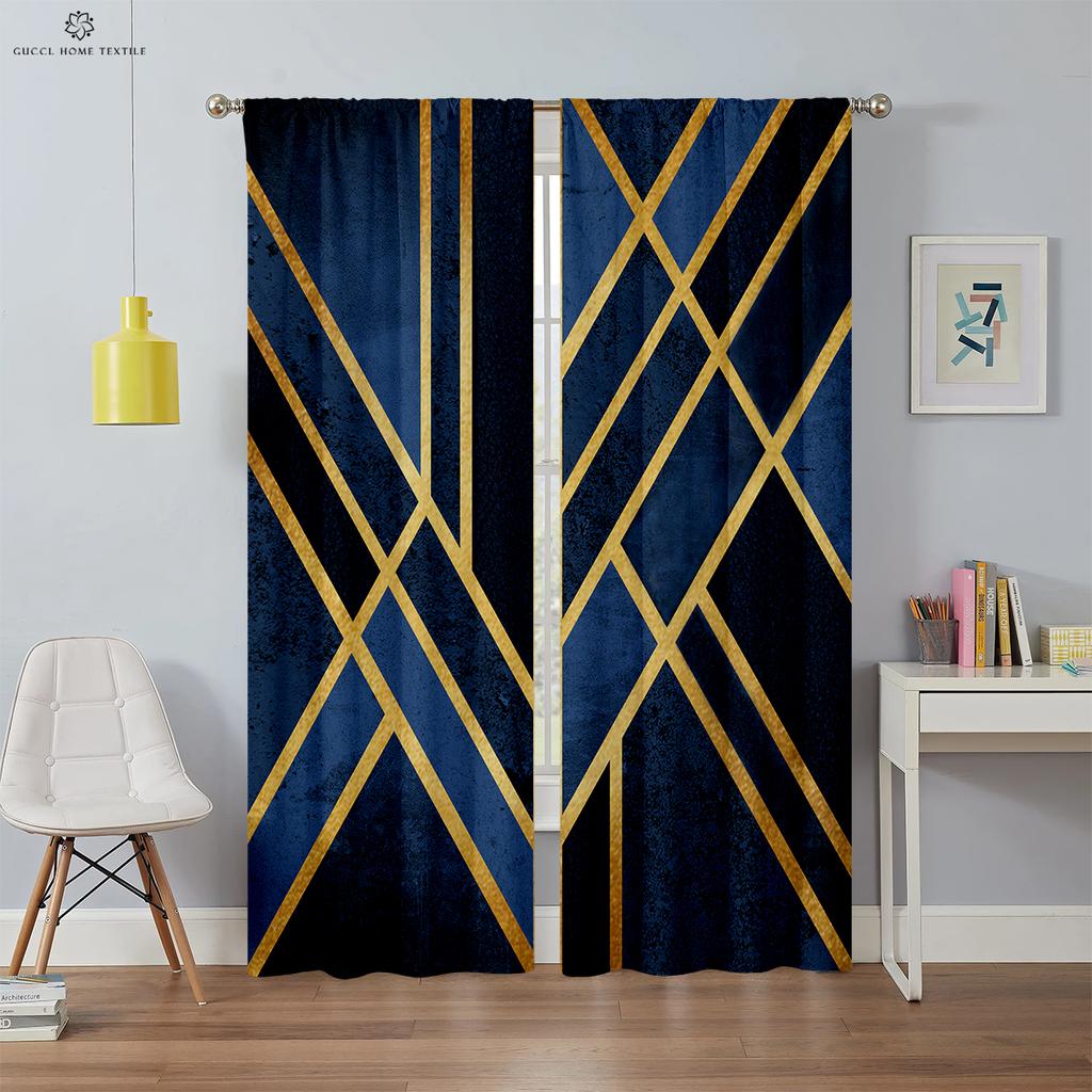 Rideaux Géométriques Colorés Simples Occultants Isolation Thermique Chambre à Coucher Salon Cuisine 2 Pièces Personnalisable