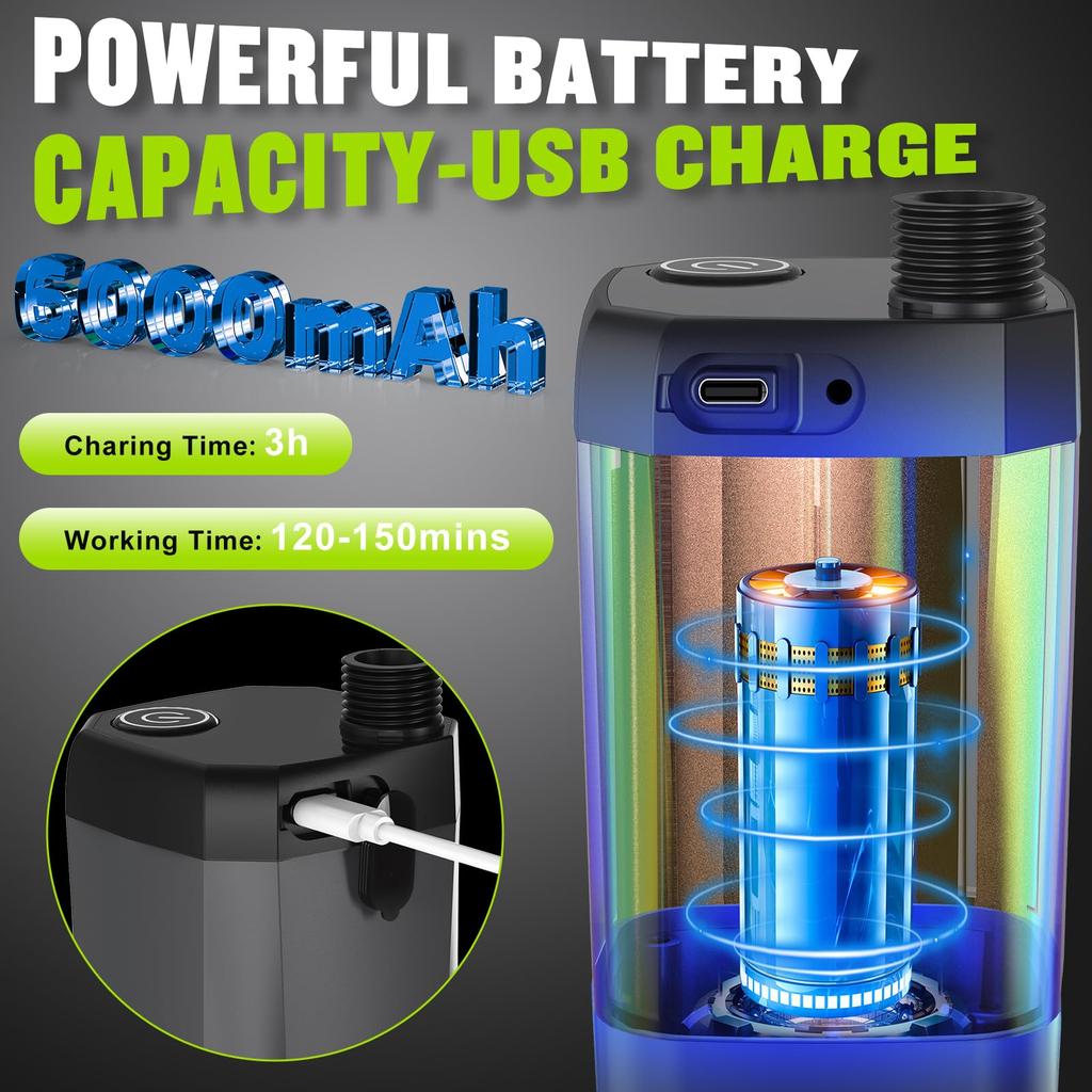Portable Shower for Camping, Spopal 6000mAh Rechargeable Camping Shower with Intelligent LED Display for Hiking, Travel, Car