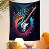 Electric Guitar with Colorful Music Notes Patterned Tapestry Decorative Wall Hanging, Home Bedroom Living Room Decor