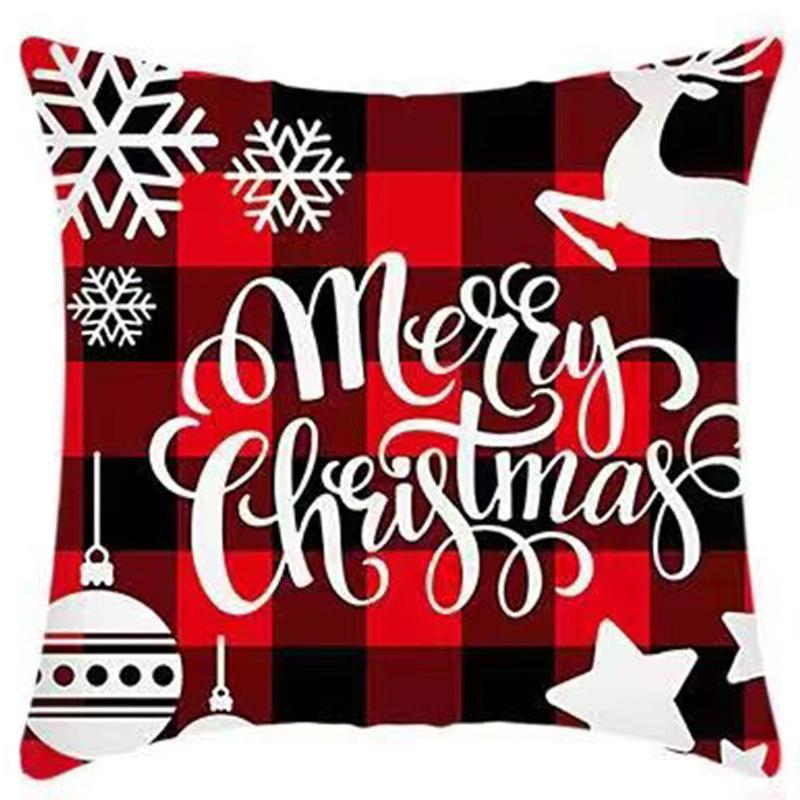 New Christmas Sofa Pillow Cover Home Animal Letter Print Bedside Pillow Cover