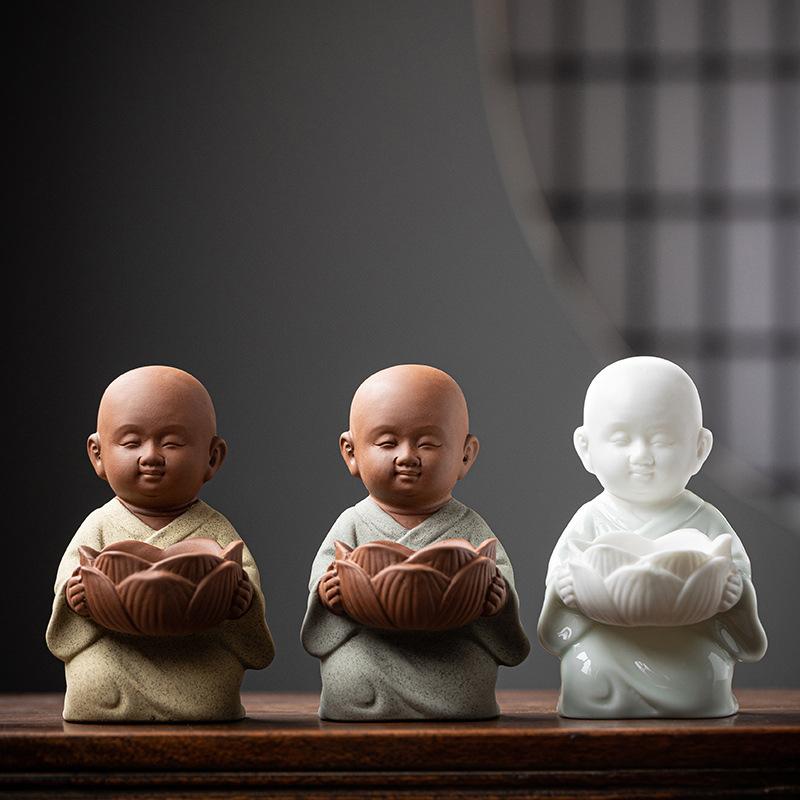 Feng Shui Keramik Kinderfigur, Lotuslampe, Kerzenständer, Kerze, Haushalts Opferkerzenständer, Buddhistisches Altar Opfer item