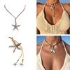 Starfish Pendant Necklace Beach Choker Jewelry Bohemian Wax Rope Chain Necklace
