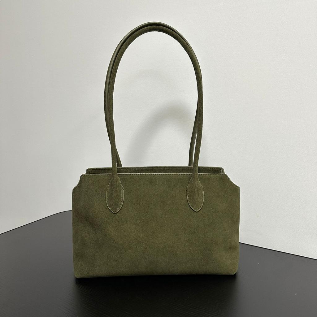 2025 New light luxury minimalist tote bag coffee retro suede commuter versatile shoulder underarm bag handbag women