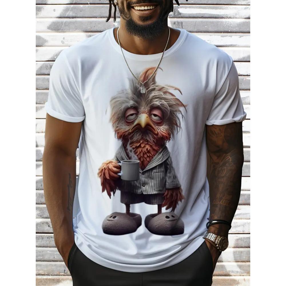 Sommer Herren Outdoor Freizeit Atmungsaktives T-Shirt Kurzarm Cartoon Tier 3D Gedrucktes Muster Groß Übergröße Locker Herren Kinder T-Shirt