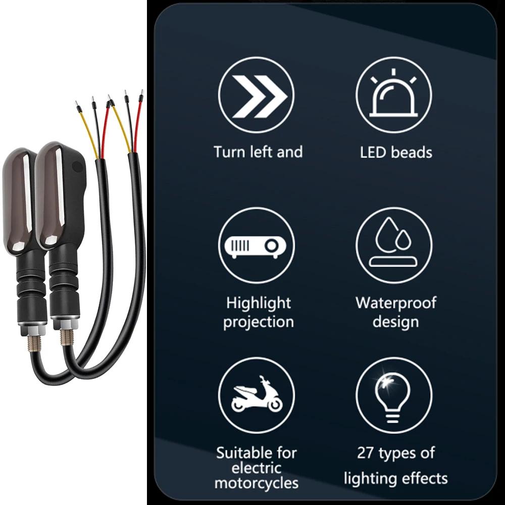 2PCS Motorcycle LED Turn Signals Light LED Tail Color Projection Lamp Color Projection Lamp with Waterproof Warning Light