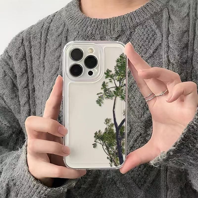 Fresh trees are suitable for Apple 17 mobile phone case iphone14pro simple 16 anti-drop 15pro all-inclusive 13 popular