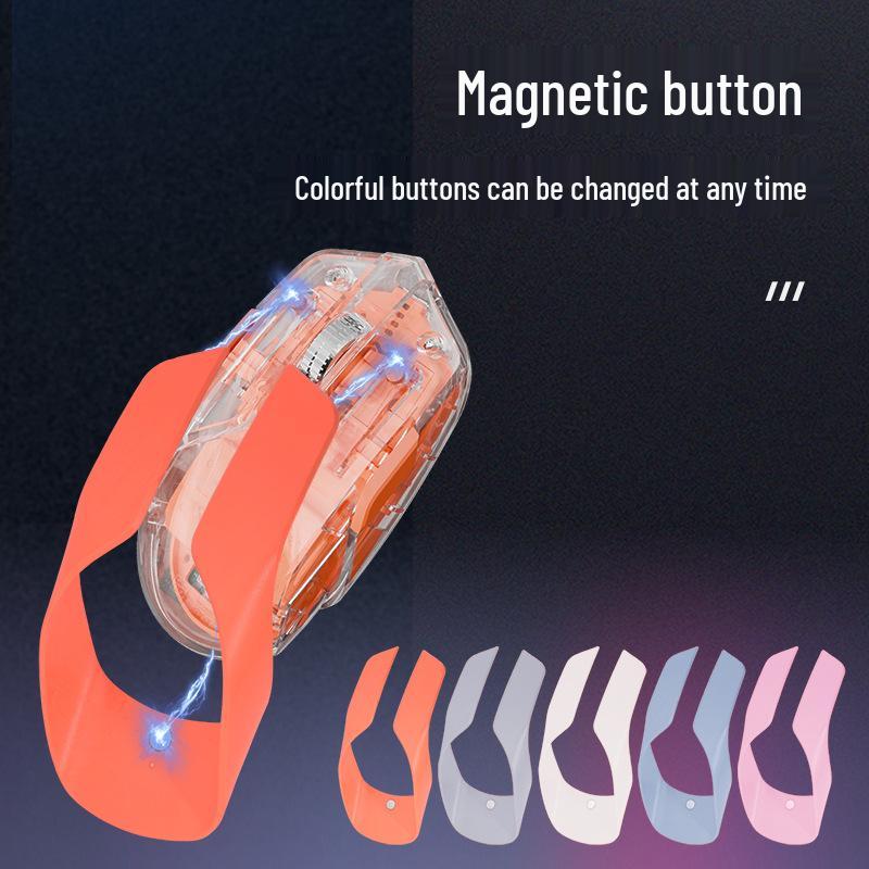 Transparent Luminous Wireless Mouse with Dual-Mode, Marquee Effect, and Magnetic Detachable Feature