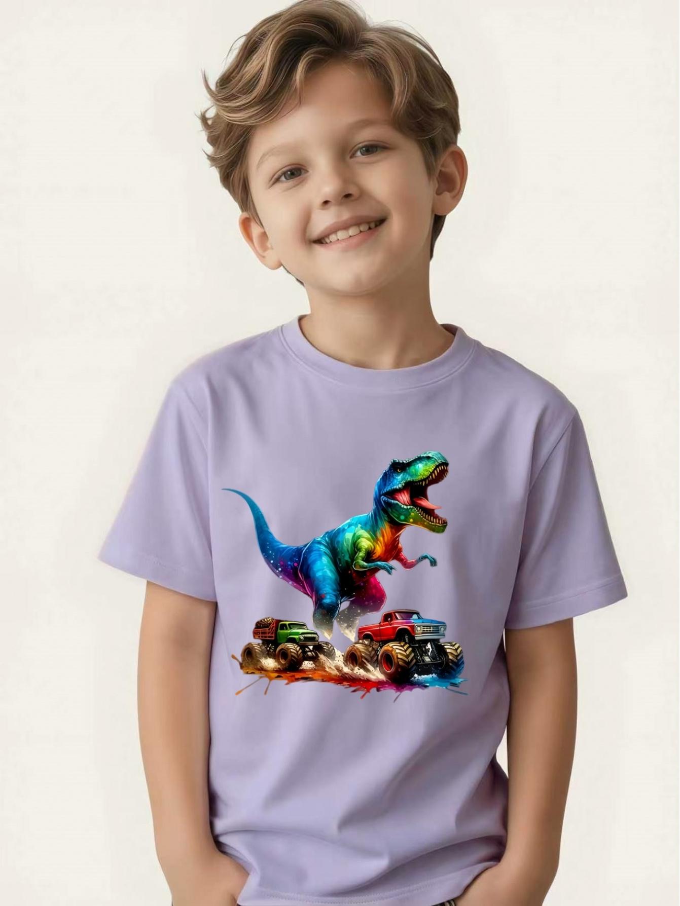 

Printed short-sleeved T-shirt, trendy and cool summer top for kids, perfect for older children. 100