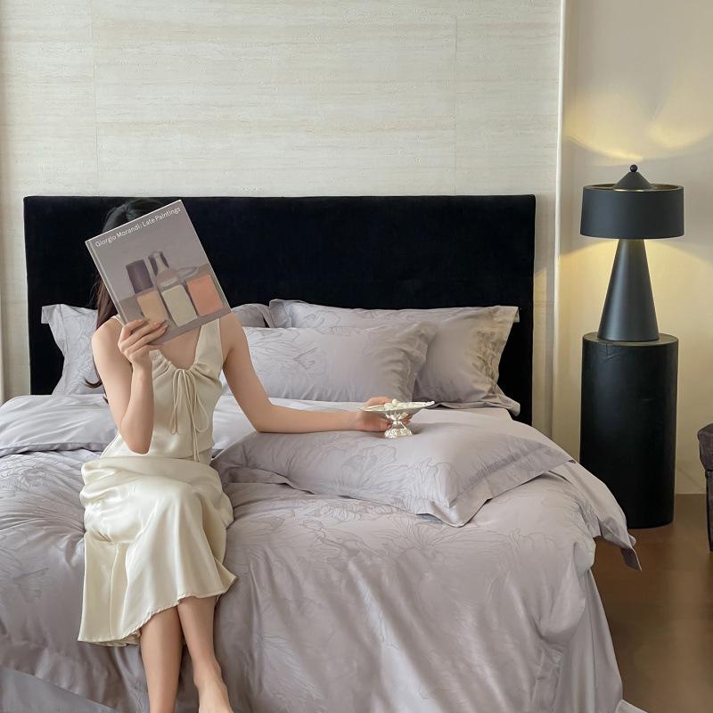 New 50x50 Double-Ply Yarn-Dyed Xinjiang Long-Staple Cotton Sateen Jacquard Piping 4-Piece Gift Set