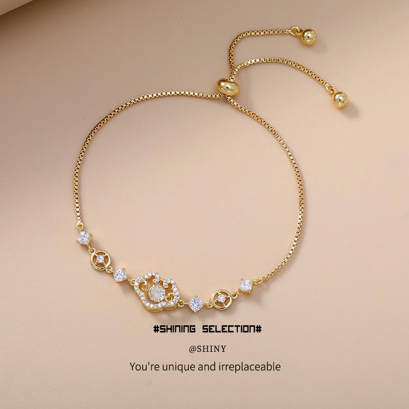 Auspicious Cloud Zircon 16K Gold Vintage Bracelet - Simple, Elegant, Trendy Bangle for Women.