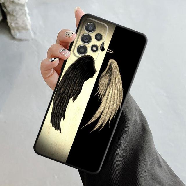 

Чехол для телефона с крыльями ангела и демона для Samsung Galaxy A14 A73 A53 A71 A51 A31 A33 A22 A12 A21s A13 A32 A52s A72 A52 A23 Samsung A73 5G