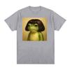 Funny Frog Face with Bob Haircut Meme T Shirt Men Women Humor Short Sleeve T-shirts Vintage Casual Oversized T-shirt