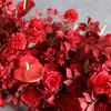 UFlower 200cm Artificial Red Hydrangea Flowers Row Runner for Wedding Backdrop Table Centerpiece Party Decor Event Wall Props