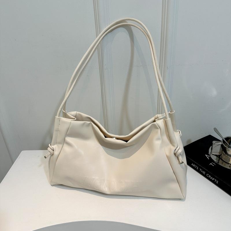 

Однотонная сезонная популярная сумка большой вместимости для женщин 2024 года, новая модная сумка на одно плечо с подмышкой, высококачественная сумка-тоут для поездок на работу белый