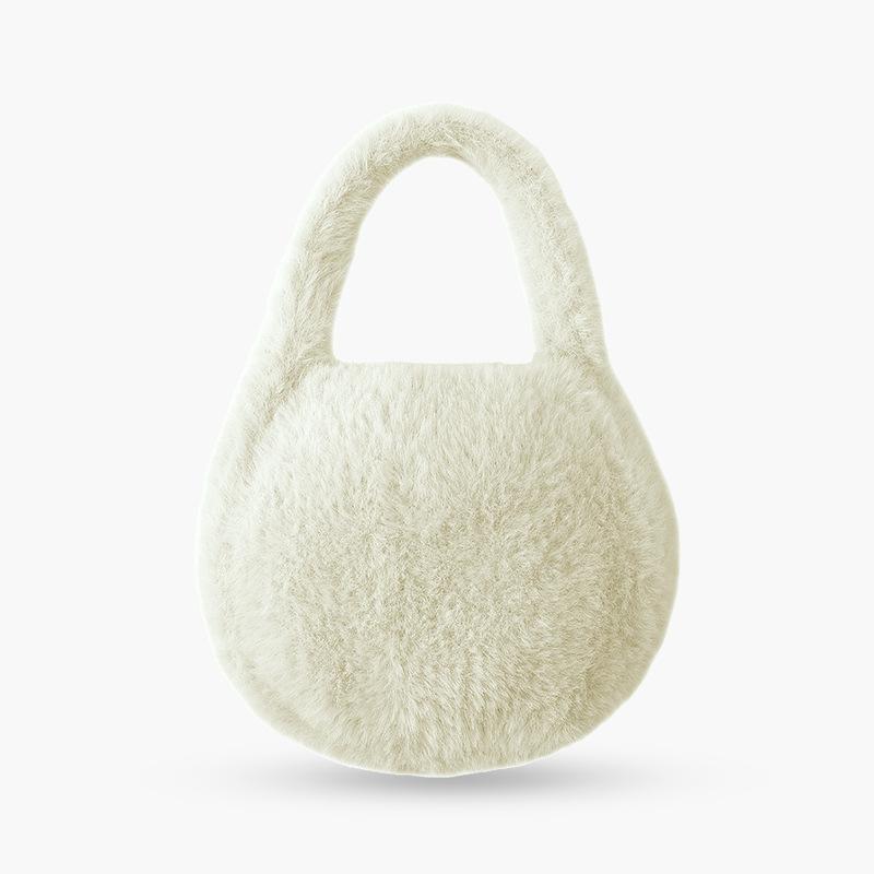 

Dumpling bag Winter imitation mink plush handbag Women s pleated bag Fashion versatile one-shoulder shell bag average size