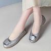 Flat-bottomed soft leather round head leather shoes autumn new soft-soled non-slip Doudou one-pedal single shoes women's shoes