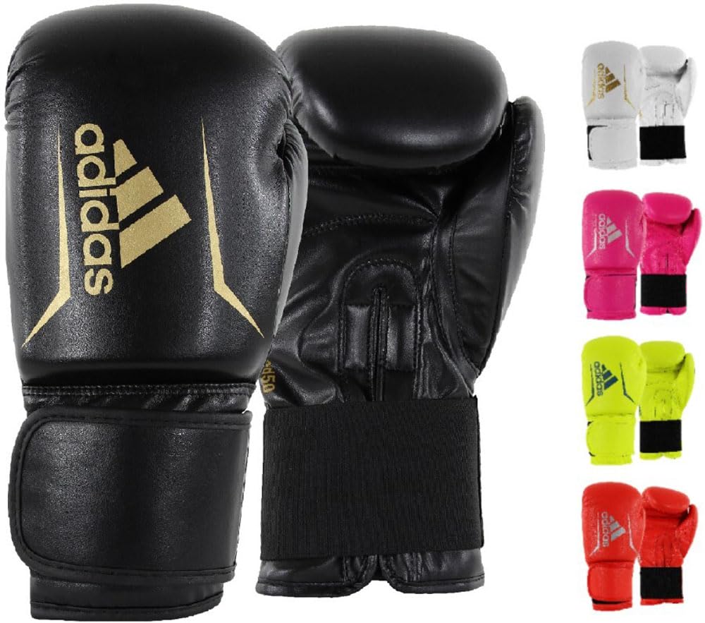 Adidas Combat Sports Boxing Speed 10oz Gloves, 50, ADISBG50, White/Gold,
